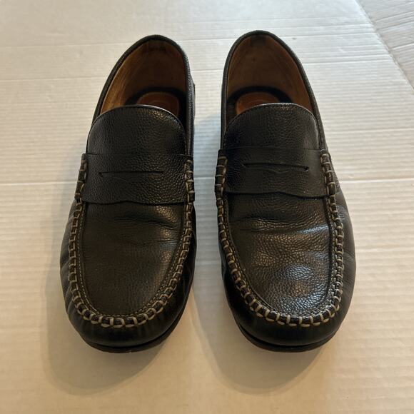 Martin Dingman Mens Penny Loafer Pebbled Black Leather Contrast Stitch Sz 10.5 M main image 4
